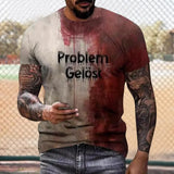 Advbridge Halloween T-shirt Men's Casual Crew Collar Shirt Blood Spatter Patterned Shirt Short Sleeve Top Party Cosplay