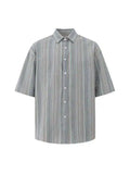 ADVBRIDGE  -  Men's Shirts New 2025 Spring Summer Striped Shirt Short Sleeve Turn-down Collar Male Clothing Korean Style Men Tops