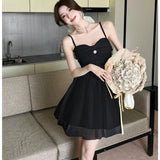 ADVBRIDGE  -  French Style Apricot Elegant Princess Dress Women Lace Strapless Sexy Mesh Mini Dresses Summer Sweet Kawaii Birthday Vestidos