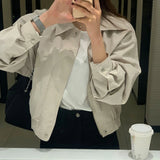 Advbridge Women's Solid Zipper Jacket Fashion Korean Loose Streetwear Button Coat Autumn Winter Lady Casual Simple Cardigan Outerwear