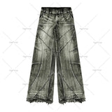 Advbridge New Fashion Y2k Washed Hip Hop Oversized Jeans Men's Casual Punk Rock Loose Straight Distressed Wide Leg Pants Street Wear