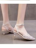 Advbridge Pure Desire Mesh Breathable Single Shoes Women Summer Head Retro Fine Heel Line Sandals Female Fairy Style Pointy Heels Shoes