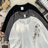 ADVBRIDGE  -  Printed Cotton Trendy Summer Autumn Travel Mountain and River Cat Line Short Sleeve T-shirt Men Trendy Brand Clothing Q105