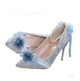 Advbridge 18 Year Old Adult Gift Lolita High Heels Sweet Tea Pot Lolita Pointed High Heels Slim Heels Flower Wedding Shoes Ladies