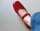 ADVBRIDGE  -  Red Rivet Mary Jane Shoes Women Elegant Flats Shoes Woman Ladies Shallow Casual Black Loafers Footwear Shoes for Women