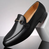 Advbridge Men's Casual Shoes Genuine Leather Mens Classic Retro Buckle Loafers Moccasins Men Comfortable Outdoor Driving Flats