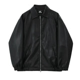 Advbridge Male Turn Down Collar PU Leather Jackets High Street Solid Color Zipper Men's Clothing Coats Niche Design 2024 Spring