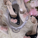 Advbridge Pink Lolita Shoes for Women  Wedges Shoes for Women  Wedding Shoes Bride  Luxury Shoes Black Y2k Shoes for Ladies Pearl