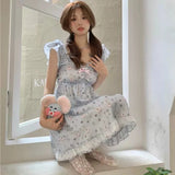 ADVBRIDGE  -  Japanses Sweet Princess Nightdress Women Cute Bow Bunny Print Sleepwear Homewear Clothes Vintage Nightgown Female Kawaii Pyjamas