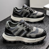 ADVBRIDGE  -  Chunky Sneakers Mens Designer Retro Running Shoes Fashion Casual Microfiber Leather Fabric Upper Height Increased Platform Shoes