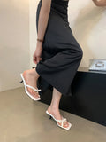 ADVBRIDGE  -  5cm Low Heeled Shoes Woman Slippers Black Bow Flip Flops Ladies Sandals New Arrival Pink Summer High Heels Sandale Femme