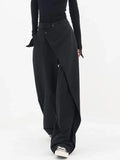 Advbridge Women Wide Suit Pants High Waist Gothic Japanese Style Baggy Black Trousers Irregular Straight Pants Casual Streetwear