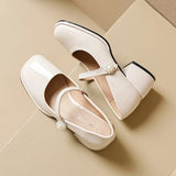 Advbridge Chunky Block Pumps for Women Slip On Low Heel Closed Round Toe Dress Classic Mid Square Shoes Wedding Party Office Lady  Shoes