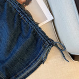 Advbridge New Summer Trend Hot Girl Sexy Style High Waist Side Drawstring Mini Denim Skirt Solid Color Stretch Skinny Women A-Line Skirt