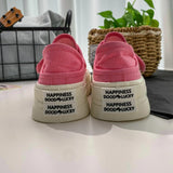 ADVBRIDGE  -  Women Pink Canvas Shoes Hook Female Students Solid Black Sneaker Thick Sole Low Top Beige Casual Shoes Tennis Sport Shoes