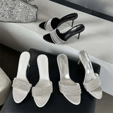 ADVBRIDGE  -  Summer Street Narrow Band Crystal Women Slippers Sexy Thin High Heels Party Prom Open Toe Slide Shoes