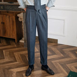 ADVBRIDGE  -  Italian Men's Parisian Waist Straight Trousers British Casual Silger High Waist Trendy Pants