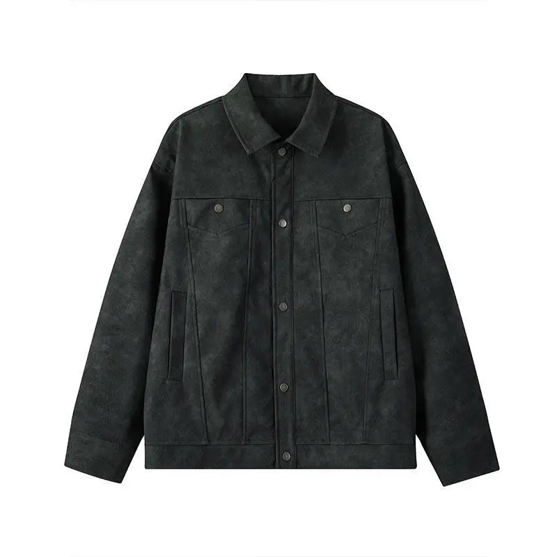 ADVBRIDGE  -  Short Leather Jacket Men Fashion Retro Motorcycle Jacket Men Streetwear Hip-hop Loose Bomber Jacket Mens Retro Tie Dye Jackets