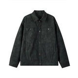 ADVBRIDGE  -  Short Leather Jacket Men Fashion Retro Motorcycle Jacket Men Streetwear Hip-hop Loose Bomber Jacket Mens Retro Tie Dye Jackets