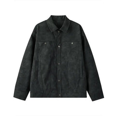 ADVBRIDGE  -  Short Leather Jacket Men Fashion Retro Motorcycle Jacket Men Streetwear Hip-hop Loose Bomber Jacket Mens Retro Tie Dye Jackets