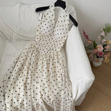 ADVBRIDGE  -  French Polka Dot Dress Women Temperament Summer Halter Backless Long Chiffon Sundress with Bra Elegant Party Women's Dresses