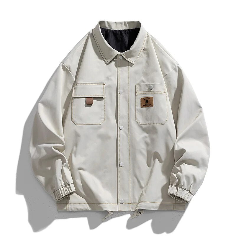 Advbridge  Spring New Style Oversized Jacket Thin Coat Lapel Windproof Street Tooling Style Plus Size Clothes Men Harajuku Windbreaker