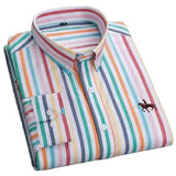 Advbridge S~6XL Cotton Oxford shirts for men long sleeve pocket yellow Plaid Striped Casual Pocket men shirts long sleeve regular fit