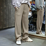 Advbridge Spring Summer Fashion Solid Color Men Jacquard Striped Drawstring Trouser Casual Pockets Slim Fit Long Pant 2024 Streetwear