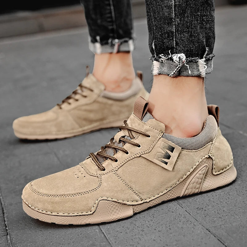 Advbridge Tenis Suede Leather Outdoor Men's Casual Shoes Lace-Up Treking Footwear Mens Leisure Walk Sneakers for Male Breathable Men Shoes