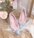 Advbridge Lolita Pointed Toe Pumps Women's Shoes High Heel 7.5cm French Shallow Mouth Cute Kawaii Shoes Cosplay Loli Daily Single Shoes