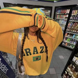 ADVBRIDGE  -  Brazilian Y2K aesthetics 2000s Retro Grunge Gothic Oversized Sweatshirt Women Letter Embroidery pullover Vintage Coat emo