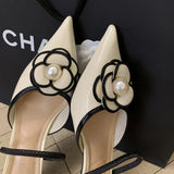 Advbridge 2025 Flower Pointed Toe High Heels Women Luxury Designer Sandals Female Summer Elegant Fashion Pumps Flower Mule Slippers Women
