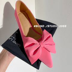 Advbridge new Spring women pumps natural leather 22-24.5cm length cowhide+sheepskin pointed toe bowknot shoes for women low heels