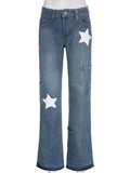 Advbridge Vintage Y2k Women Cargo Jeans Low Waist 2000s Star Aesthetic Denim Trousers Grunge Streetwear Gyaru Harajuku Retro Jeans