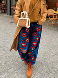 Advbridge Fashion Printed High Waist Loose Wide Legs Women's Jeans 2024 Spring and Autumn New Street Style Ripped Mop Jeans Female