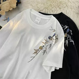 ADVBRIDGE  -  Printed Cotton Trendy Summer Autumn Travel Mountain and River Cat Line Short Sleeve T-shirt Men Trendy Brand Clothing Q105
