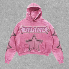 Advbridge Harajuku Pink Stars Print hoodies women graphic y2k top oversized hoodie Couples American streetwear goth women clothes