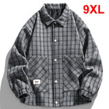 Advbridge Plaid Jacket Men Harajuku Woolen Jacket Coat Plus Size 8XL Spring Autumn Plaid Coats Male Outerwear Big Size 8XL