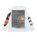 Advbridge Y2k Streetwear Graffiti Long Sleeve Cotton Tshirts for Men and Women Crew Neck Ropa Hombre Baggy Tshirts Oversized  Top Tees