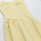 ADVBRIDGE  -  Fashion Solid V Neck Robes Chic Pleated Sleeveless Off Shoulder Puffy Long Dress New Women's Summer Vaction Beach Vestidos 2025