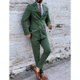 Advbridge Royal Green Men's Suit Double Breasted Slim Fit Formal Wedding Party Suits Groomsmen Blazer Pants 2 Pieces Terno Masculino