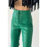 Advbridge Fashion Sexy Y2K PU Pants Summer High Waist Lace-up Micro-Pull Leather Pants Casual Streetwear Trousers Pants for Women