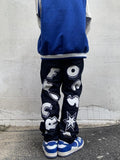 Advbridge Trousers Straight Man Cowboy Pants with Print Men's Jeans Hip Hop Star Cotton 2024 Trend Stacked 90s Streetwear Y2k Vintage Kpop