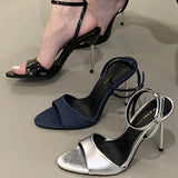 ADVBRIDGE  -  Pointed Toe Belt Buckle Super High Heel Women Sandals Fashion Open Toe Thin Heel Sandals Simple Comfortable Ankle Strap Pumps