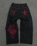Advbridge Y2K Jeans For Men Hip Hop Retro Skull Embroidery Washed Baggy Denim Pants New Straight Casual Loose Wide Leg Trouser Streetwear