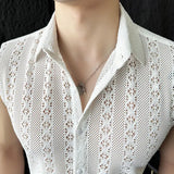 ADVBRIDGE  -  Slim Korean Style Sleeveless Trendy Business Casual Men's Hollow Cool Breathable Vest Shirt