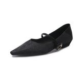 ADVBRIDGE  -  Women's Low Heeled Shoes New Chinese Style Shallow Mouth Flat-soled Single Shoes New High-end Satin Retro Pointed Women's Shoes