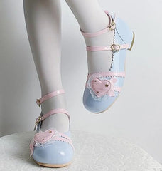 Advbridge Japanese Sweet College Style Victorian Girl Shoes Cosplay Lolita Kawaii Lace Love Lotus Leaf Star Letter Buckle 2.5-4.5cm Shoes