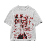 Advbridge Y2k Dark Casual T Shirt Mens Multi Pattern Printed Round Neck Cotton Top Gothic Style Summer New Oversized T Shirt Couple Style