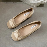 ADVBRIDGE  -  Fashion Elegant Red Ballerinas Women Pumps Slip on Loafers Round Toe Square Heels Bowknot Casual Spring Autumn Low Heel Shoes